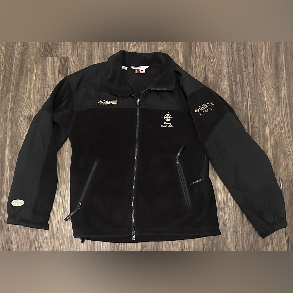 Vintage Men’s Columbia Titanium Pfizer Great Lakes Black Full Zip Jacket - Large